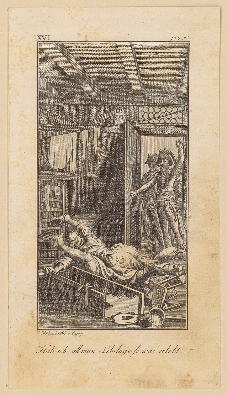 Siegfried von Lindenberg sorprende il suo maestro durante una scena domestica da Daniel Nikolaus Chodowiecki