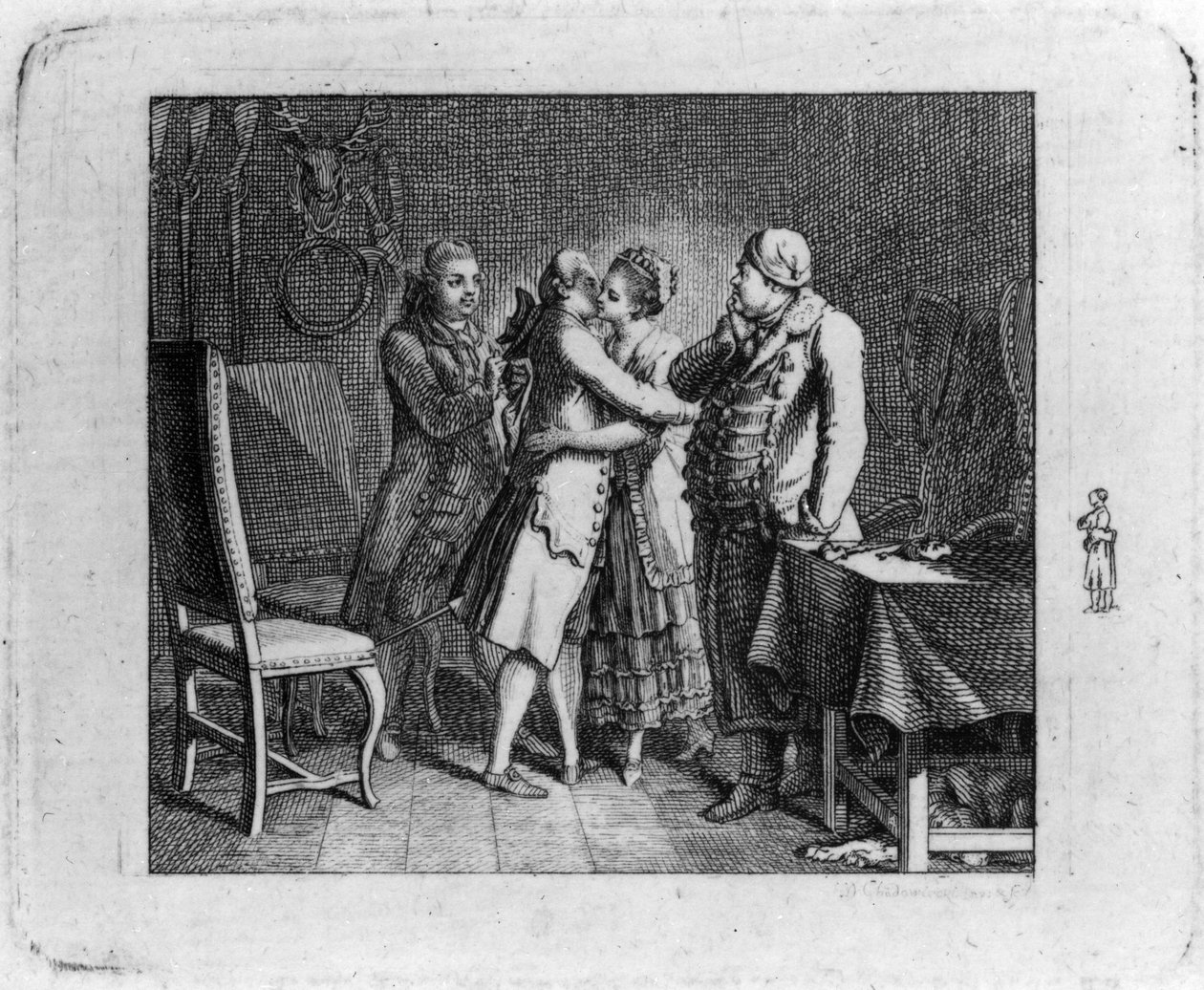 Vignetta del titolo per Le gioie del giovane Werther di Nicolai da Daniel Nikolaus Chodowiecki