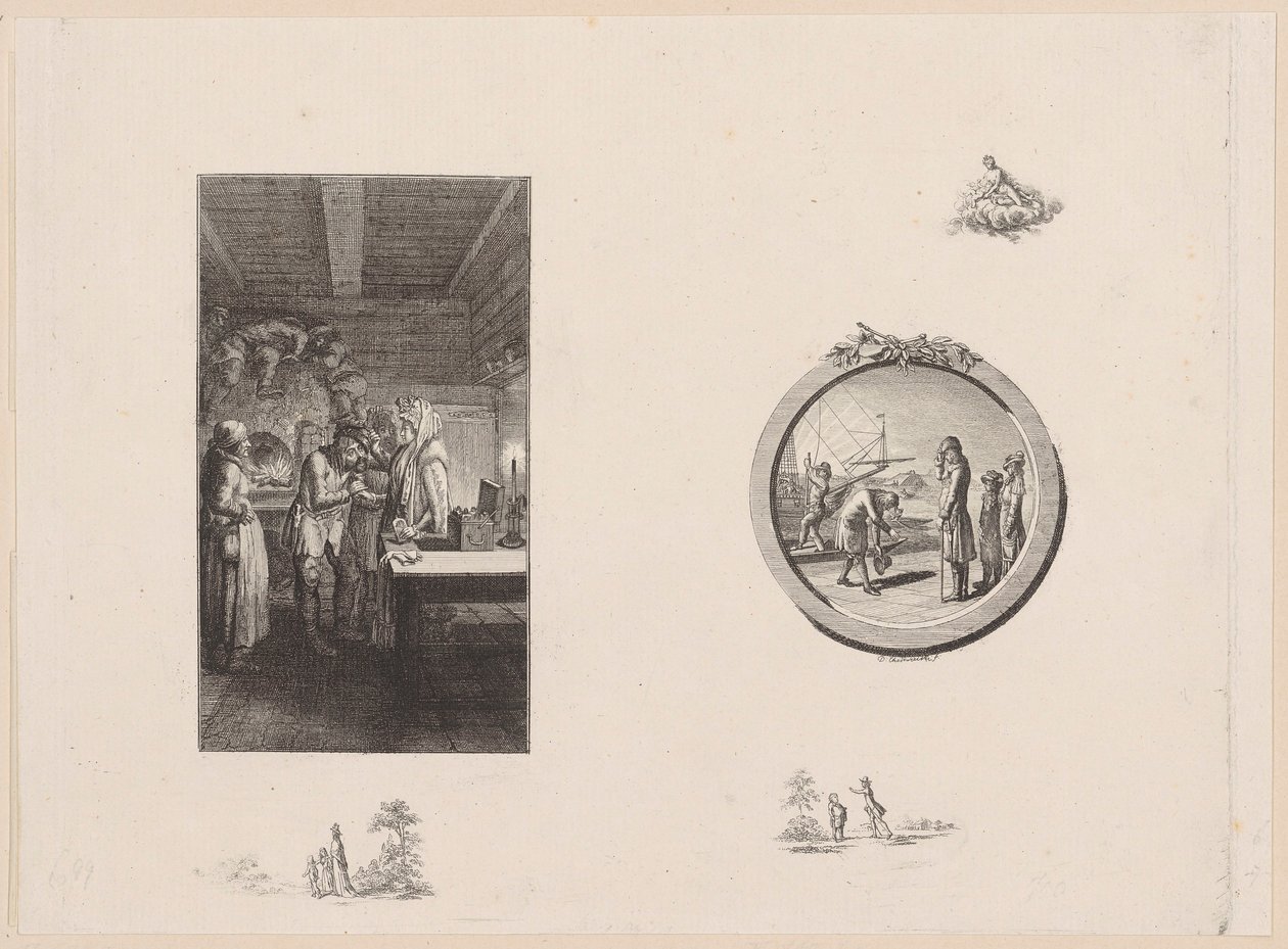 Incisione per il frontespizio e vignetta per il „Quadro di San Pietroburgo“ di Storch, prima parte da Daniel Nikolaus Chodowiecki