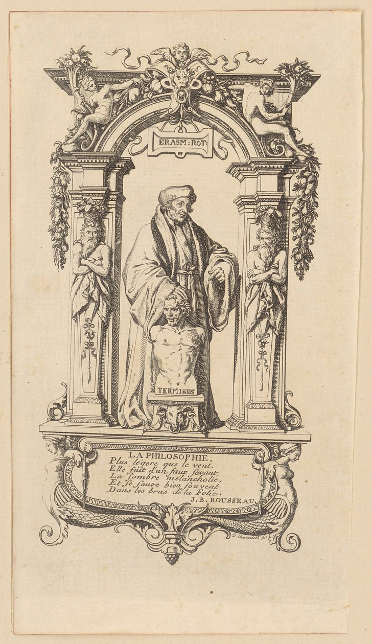Incisione in rame che illustra l’opera di Erasmo “Elogio della follia” da Daniel Nikolaus Chodowiecki