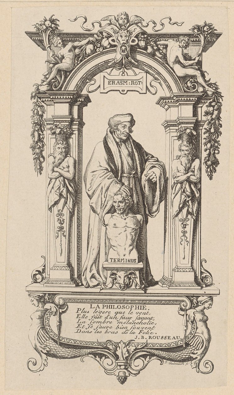 Incisione in rame che illustra l’opera di Erasmo “Elogio della follia” da Daniel Nikolaus Chodowiecki