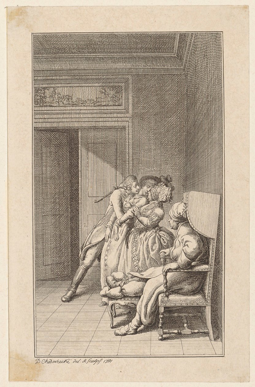 Incisione in rame di copertina del "Philip von Freudenthal" di Hesse, primo volume da Daniel Nikolaus Chodowiecki