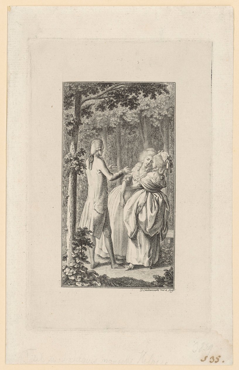 Incisione in rame che illustra l’opera “Héloïse” di Jean-Jacques Rousseau da Daniel Nikolaus Chodowiecki