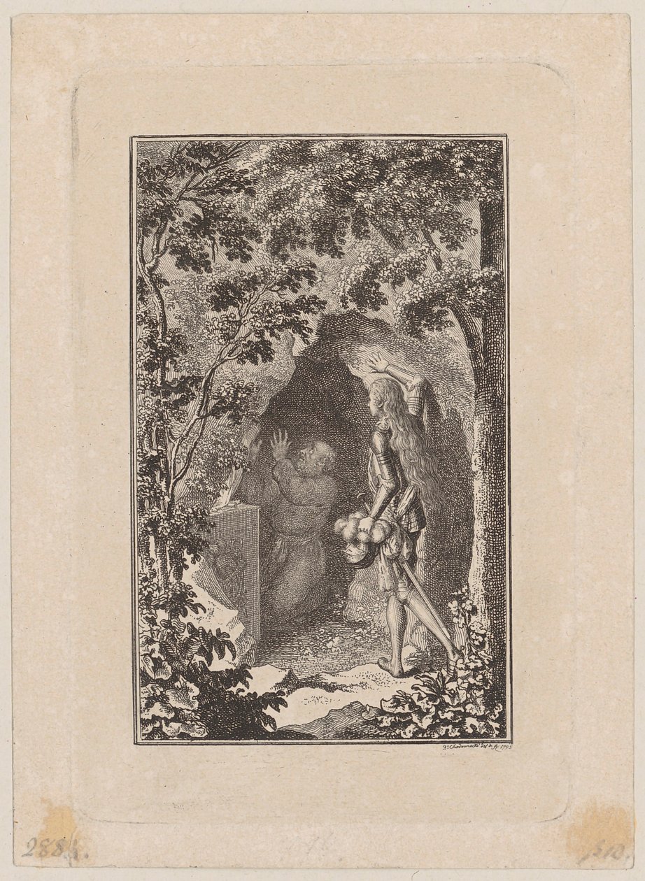 Incisione in rame che illustra le “Scene” di Mühlenpfordt da Daniel Nikolaus Chodowiecki