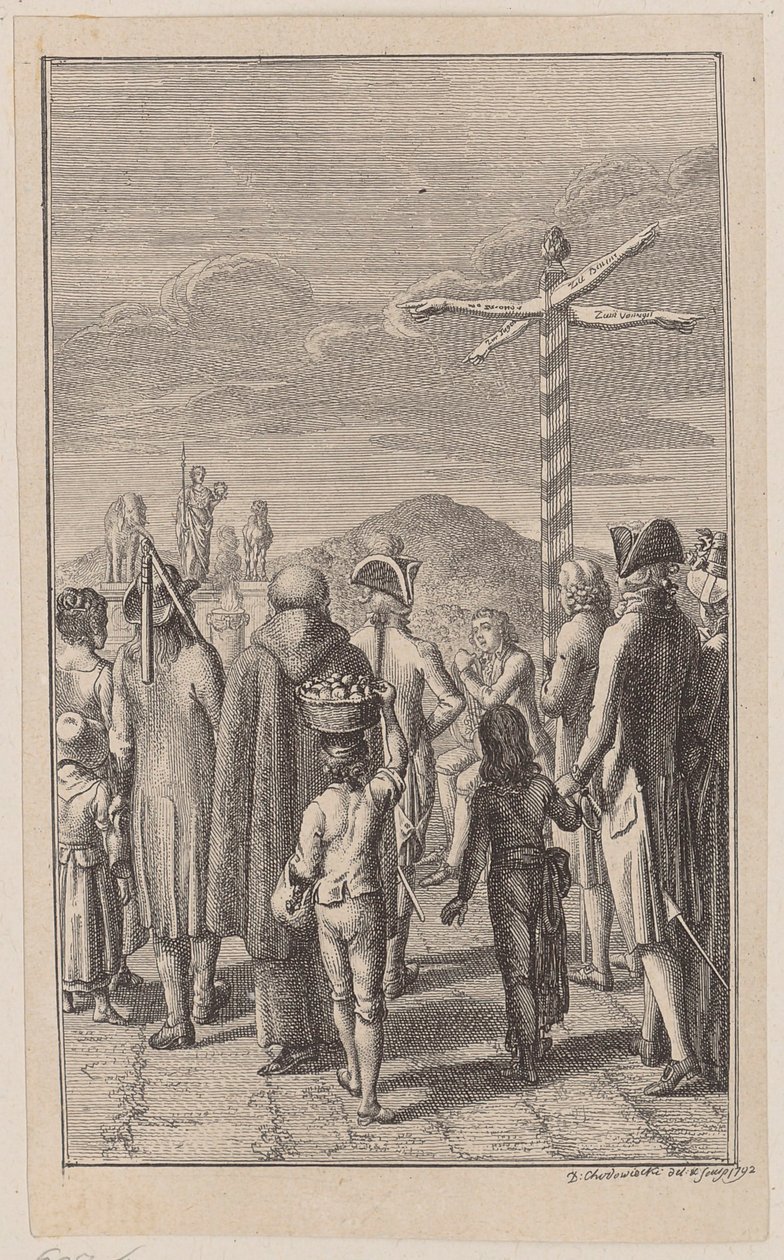 Incisione in rame che illustra la copertina della raccolta “Gedichte” di Wiesinger da Daniel Nikolaus Chodowiecki