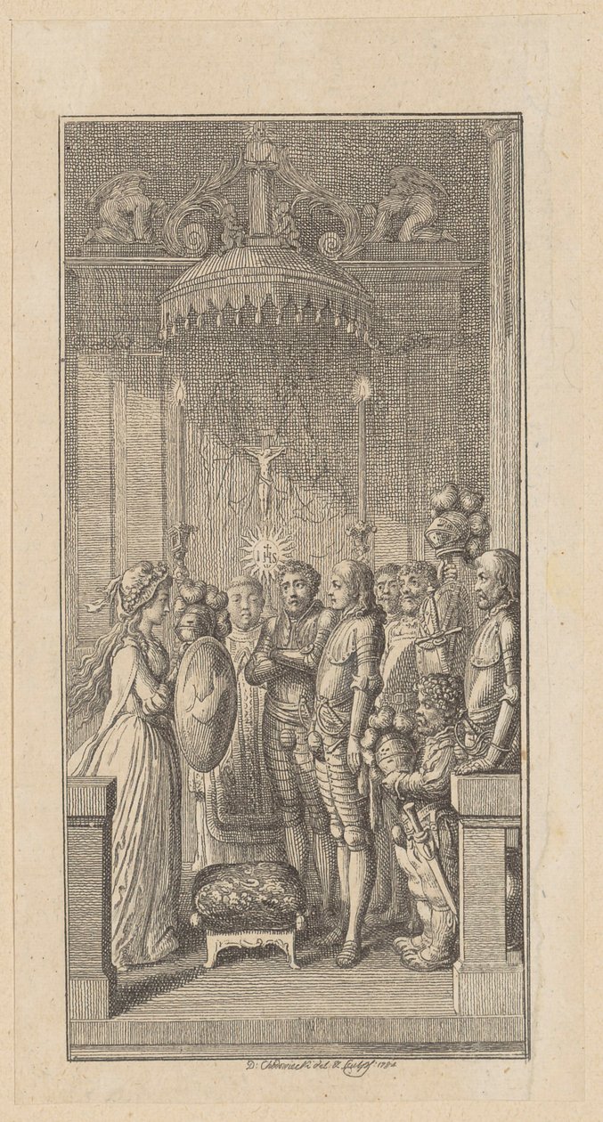 Incisione su rame che illustra il romanzo cavalleresco "Palmerin d