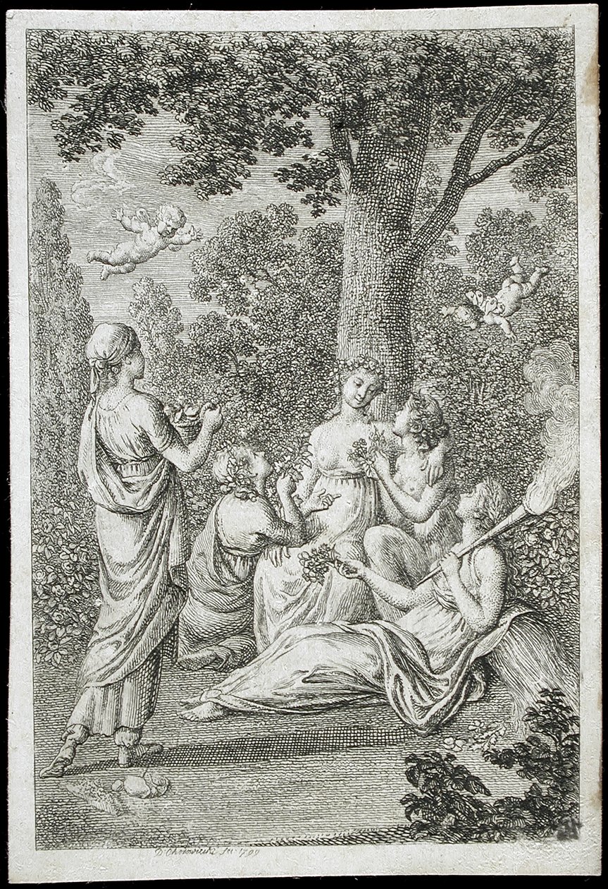 Frontespizio dell’opera “Fiori tedeschi” di Hoffman da Daniel Nikolaus Chodowiecki