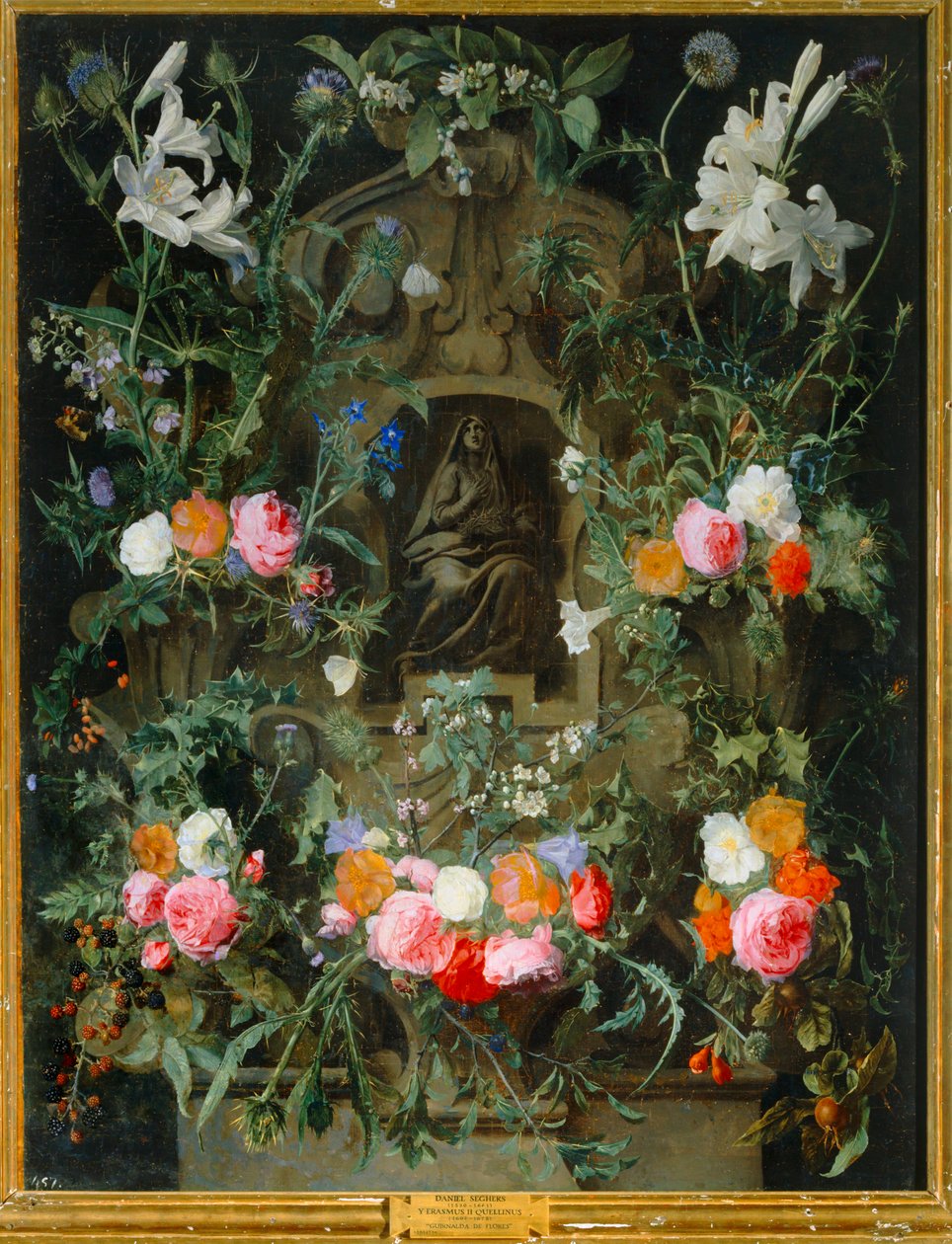La Vergine con una corona di fiori (olio su tela) da Daniel Seghers
