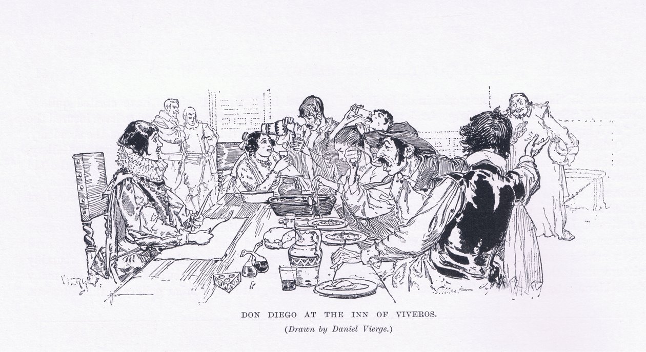 Don Diego alla locanda di Viveros, da The Magazine of Art 1893, Cassell and Company da Daniel Urrabieta Vierge