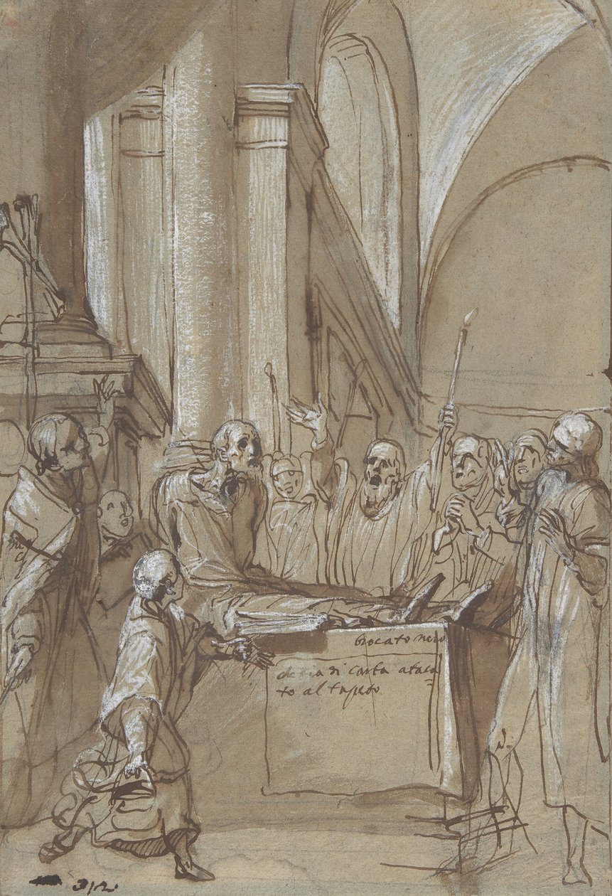 Raymond Diocrès che parla durante il suo funerale dalla Vita di San Bruno di Colonia da Daniele Crespi