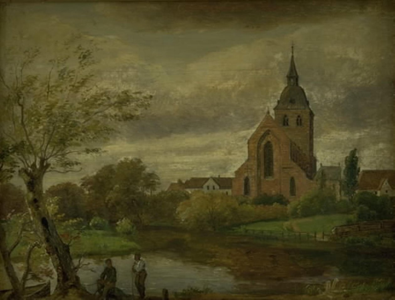 Chiesa di San Knud vicino al fiume a Odense. Autunno da Dankvart Dreyer