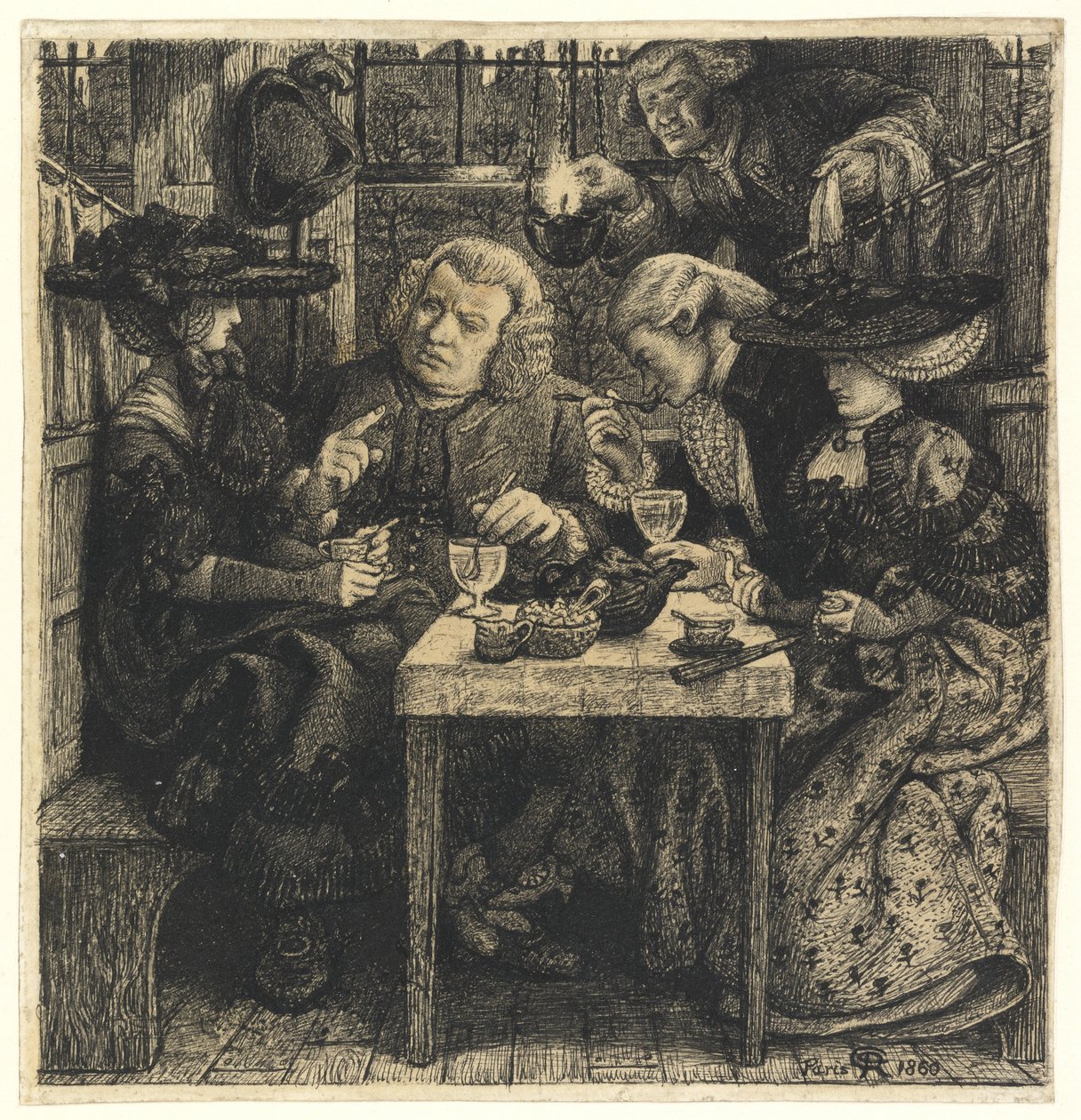 Dr. Johnson al Mitre, 1860 da Dante Gabriel Charles Rossetti