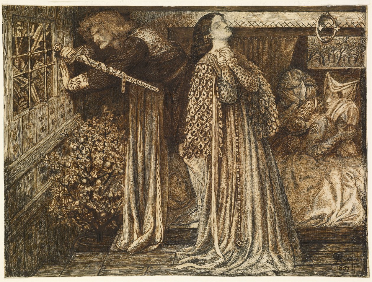 Sir Launcelot nella camera della regina da Dante Gabriel Charles Rossetti