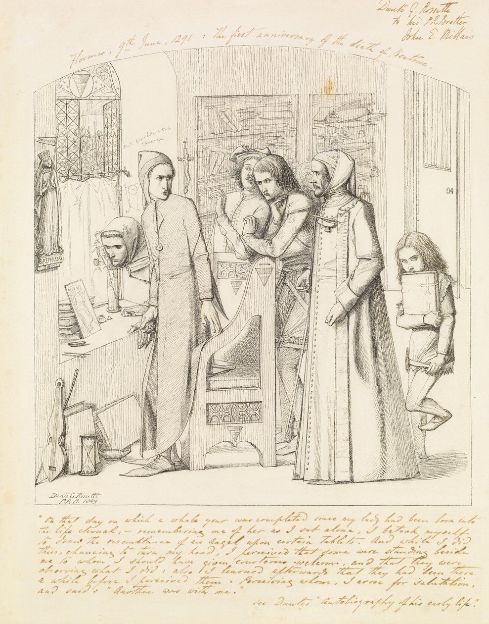 Dante disegna un angelo nel primo anniversario della morte di Beatrice, 1848-9 da Dante Gabriel Charles Rossetti