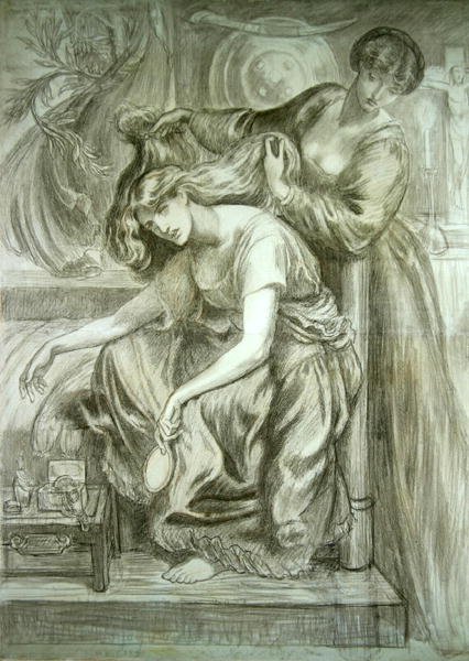 Canzone della morte di Desdemona (gesso nero e rosso su carta) da Dante Gabriel Charles Rossetti