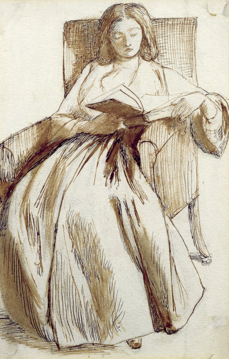 Elizabeth Siddal che legge un libro da Dante Gabriel Charles Rossetti