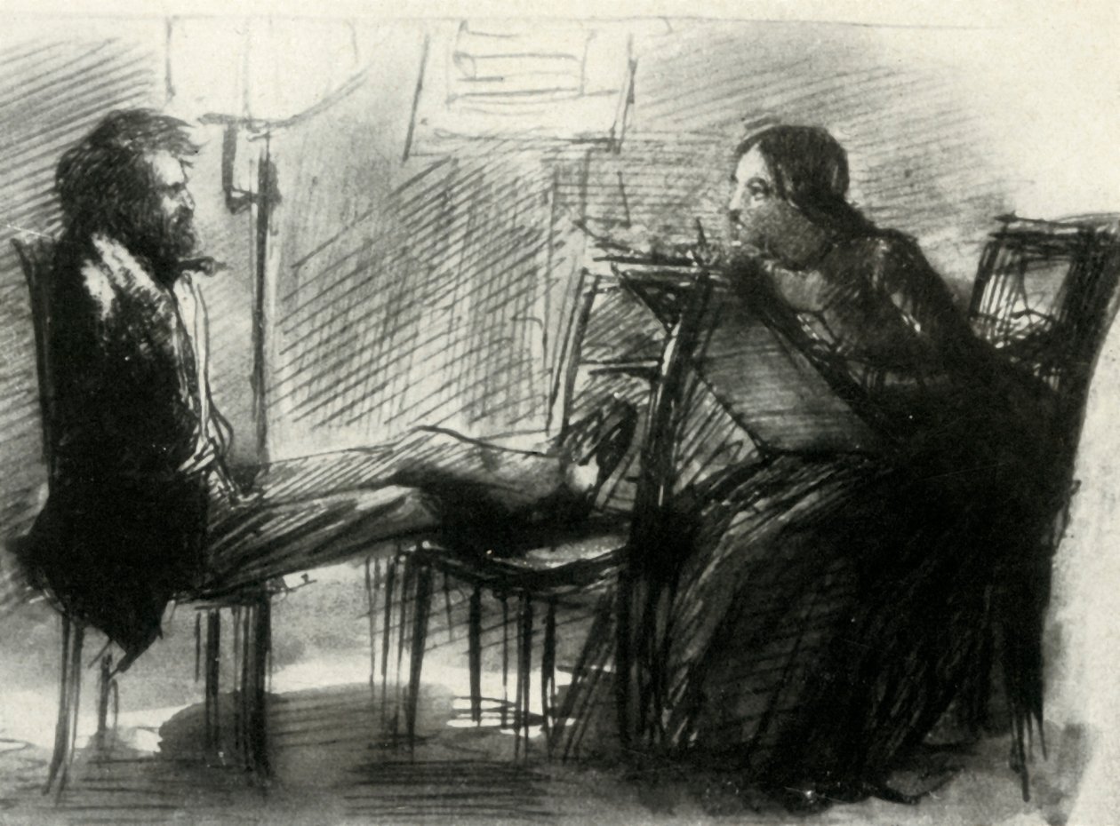 Elizabeth Siddal che disegna Rossetti, 1853 da Dante Gabriel Charles Rossetti