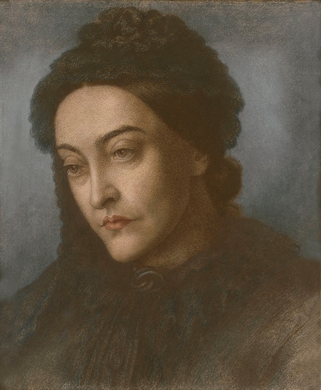 Ritratto di Christina Rossetti, testa e spalle, girata di tre quarti a sinistra, 1877 da Dante Gabriel Charles Rossetti
