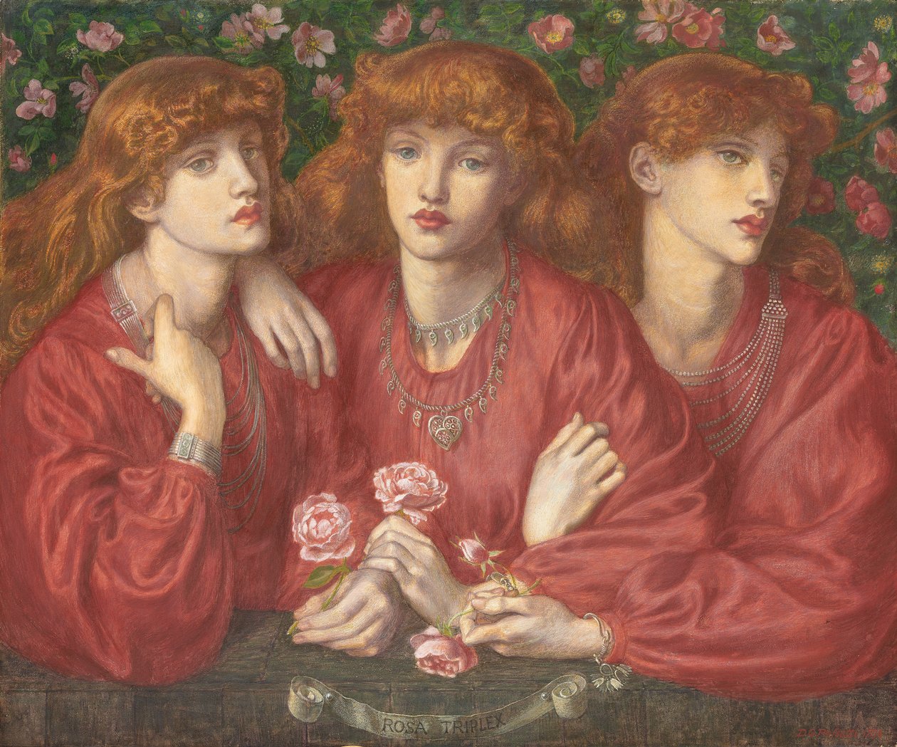 Rosa Triplex: triplo ritratto di May Morris, 1874 da Dante Gabriel Charles Rossetti