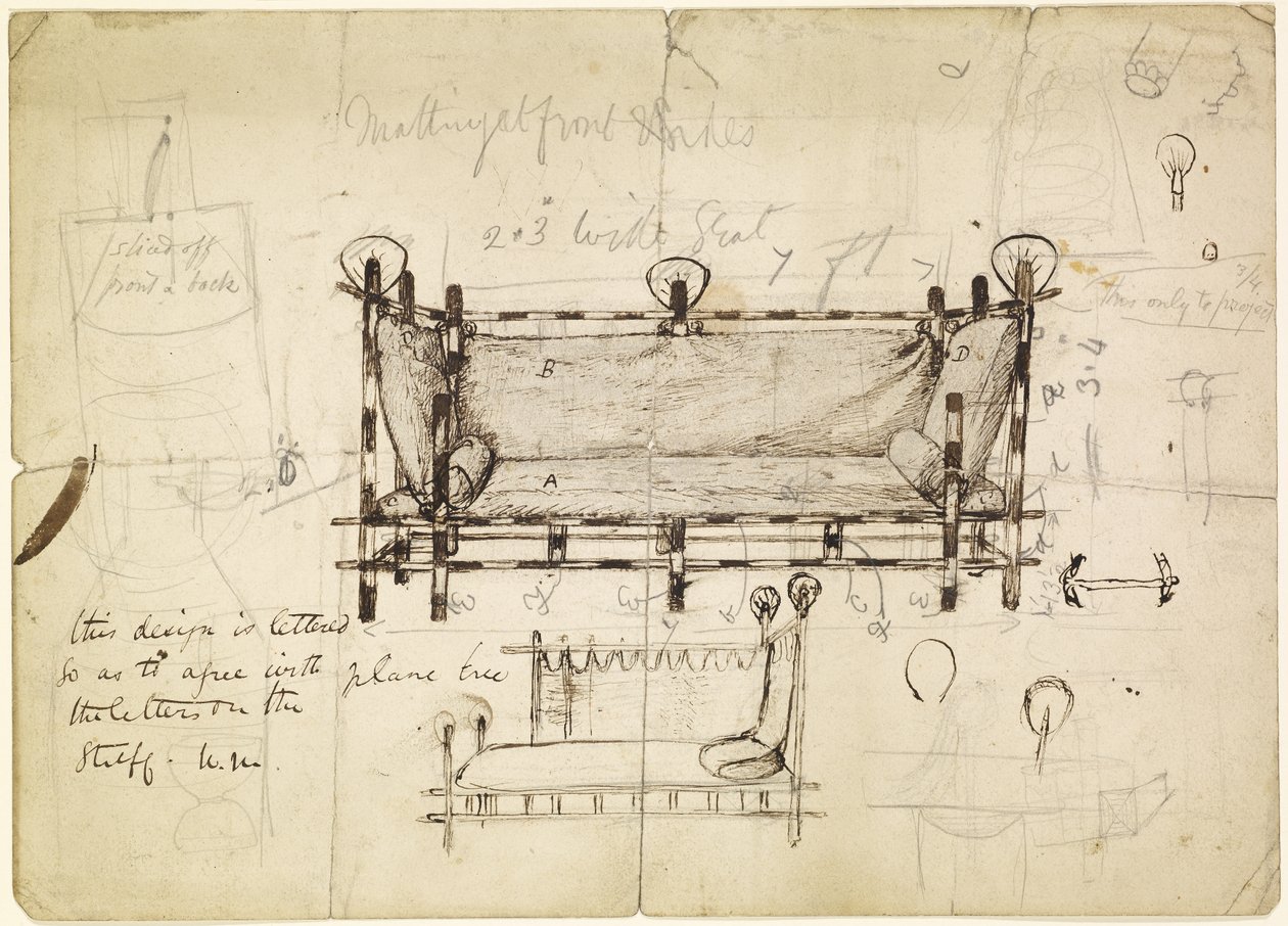 Due disegni per un divano, c.1861-62 da Dante Gabriel Charles Rossetti