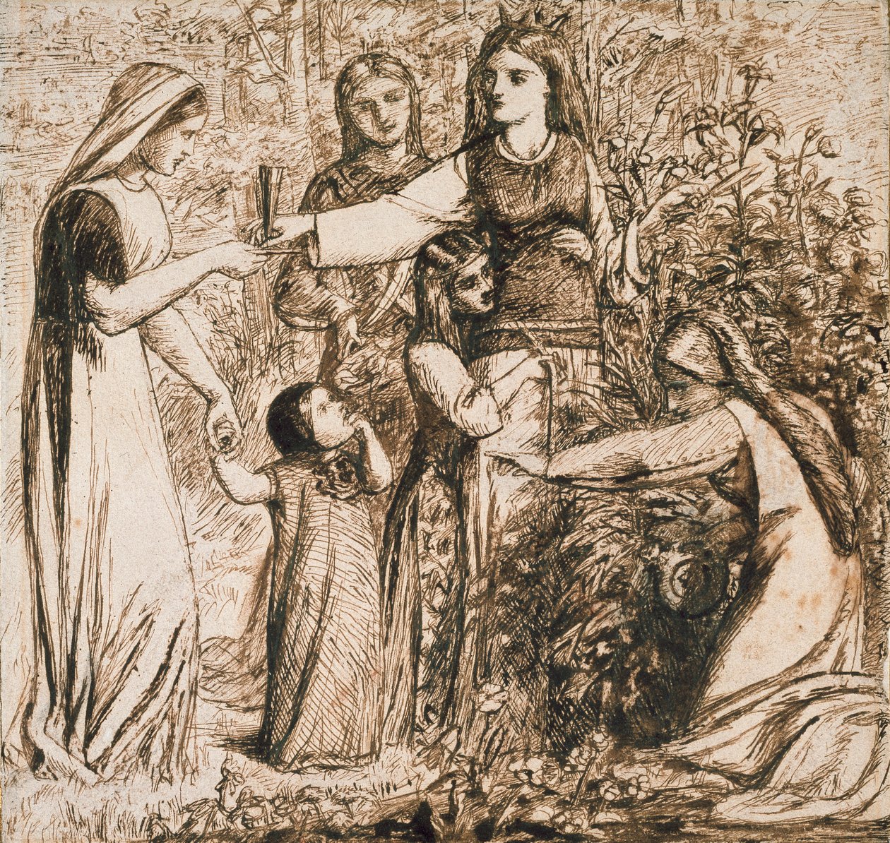 Visione di Matilde che raccoglie fiori di Dante da Dante Gabriel Rossetti