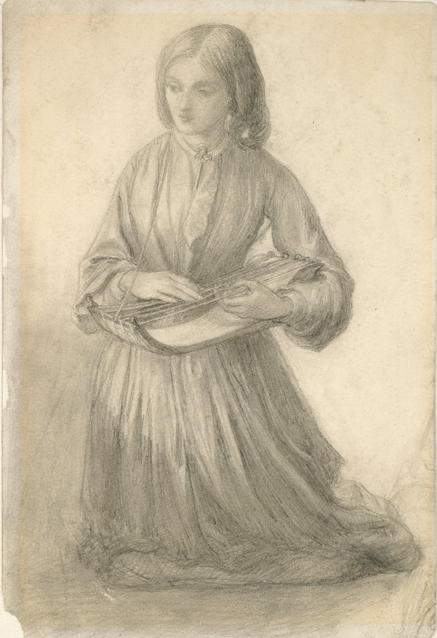 Elizabeth Siddal che suona uno strumento a corda da Dante Gabriel Rossetti