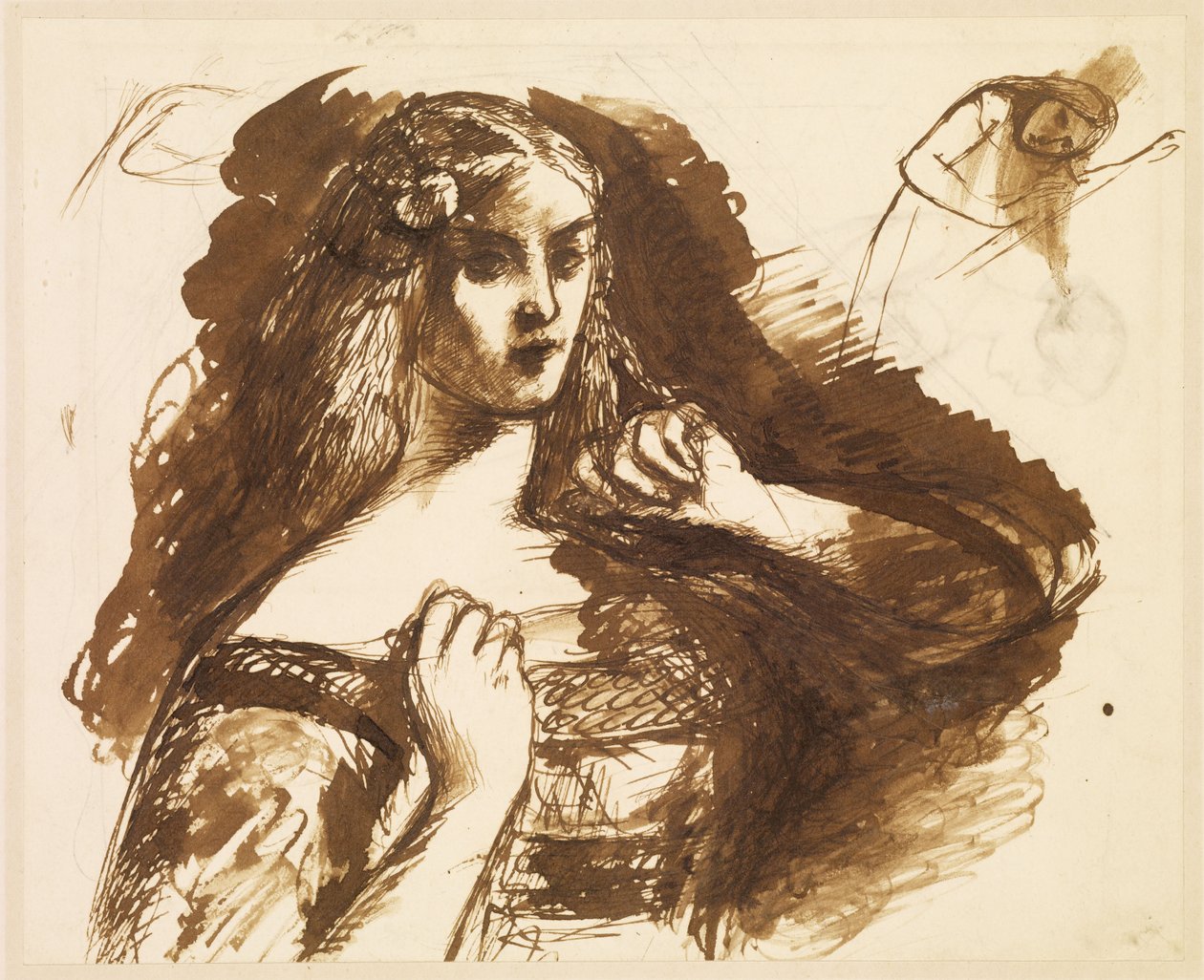 Schizzo a mezzo busto di una giovane donna da Dante Gabriel Rossetti