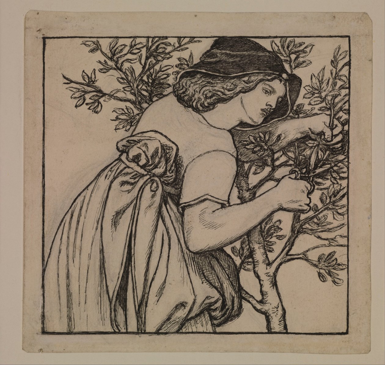 La luna di miele di re René - Giardinaggio - Progetto per un pannello dipinto per il gabinetto da Dante Gabriel Rossetti