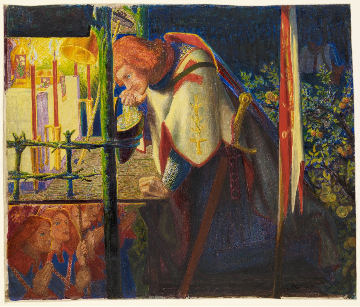 Sir Galahad nella cappella in rovina da Dante Gabriel Rossetti