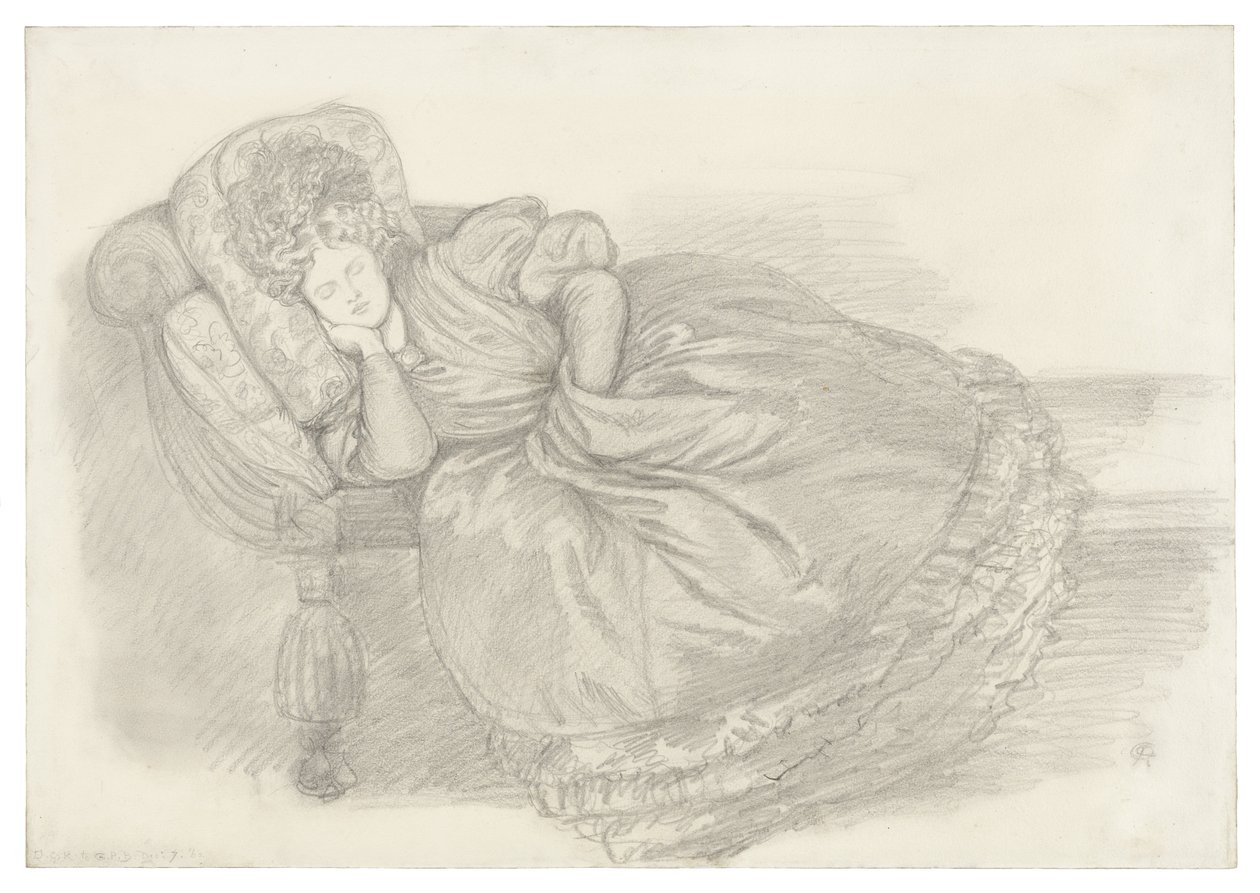 Studio di Fanny Cornforth, addormentata su una chaise-longue da Dante Gabriel Rossetti