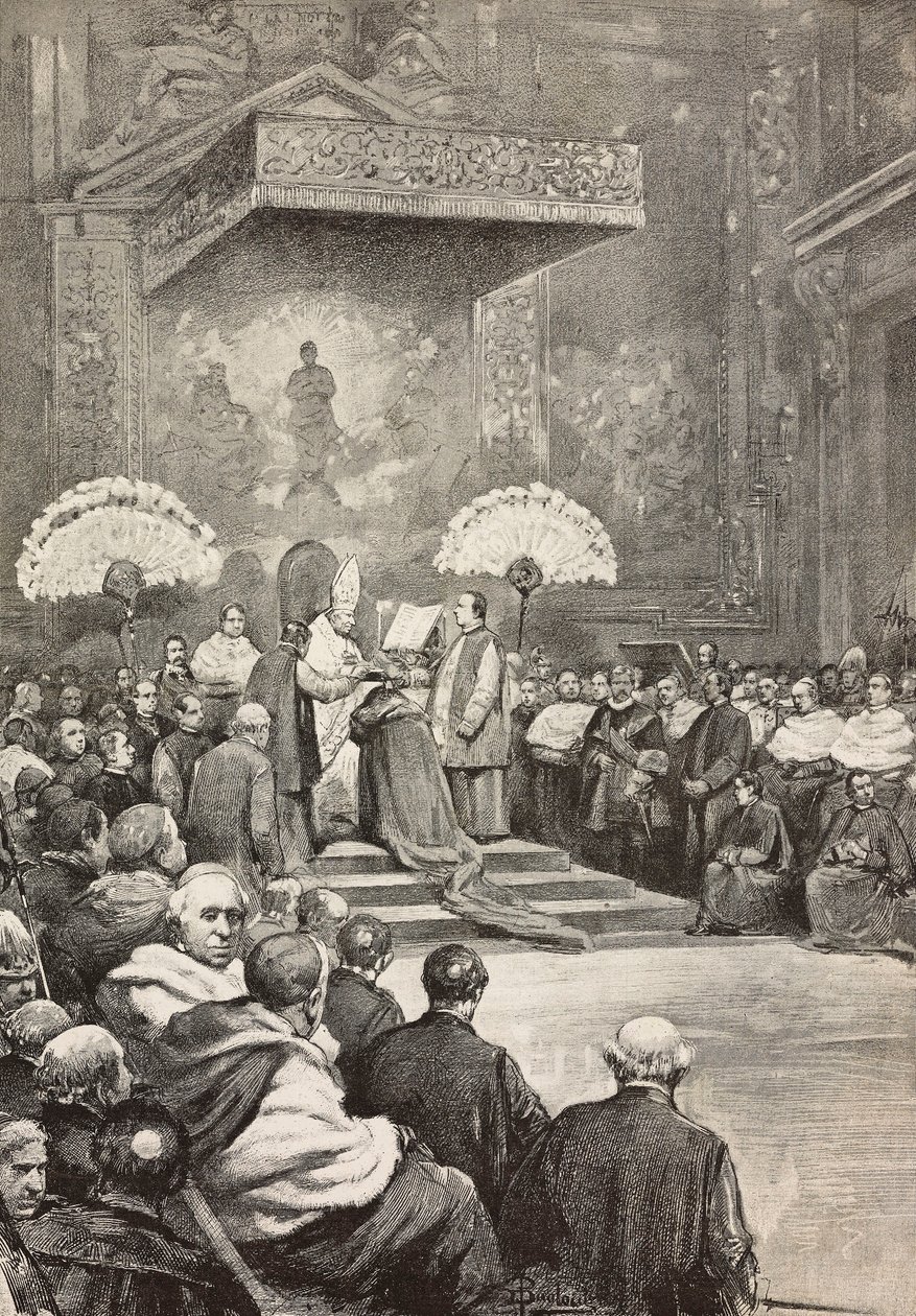 Concistoro del 13 novembre, Papa Leone XIII crea nuovi cardinali, Vaticano, incisione da un disegno di Dante Paolocci, da L
