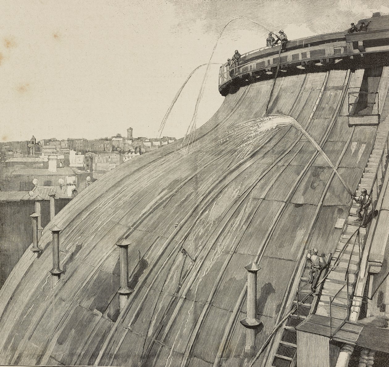 Cupola di lavaggio di Palazzo Montecitorio, Roma, Italia, incisione dopo disegno di Dante Paolocci, da L