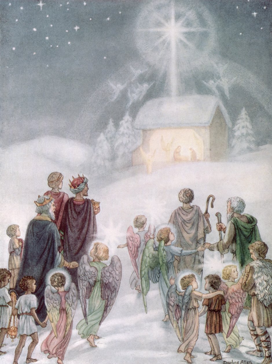 Una cartolina di Natale da un acquerello da Daphne Allan