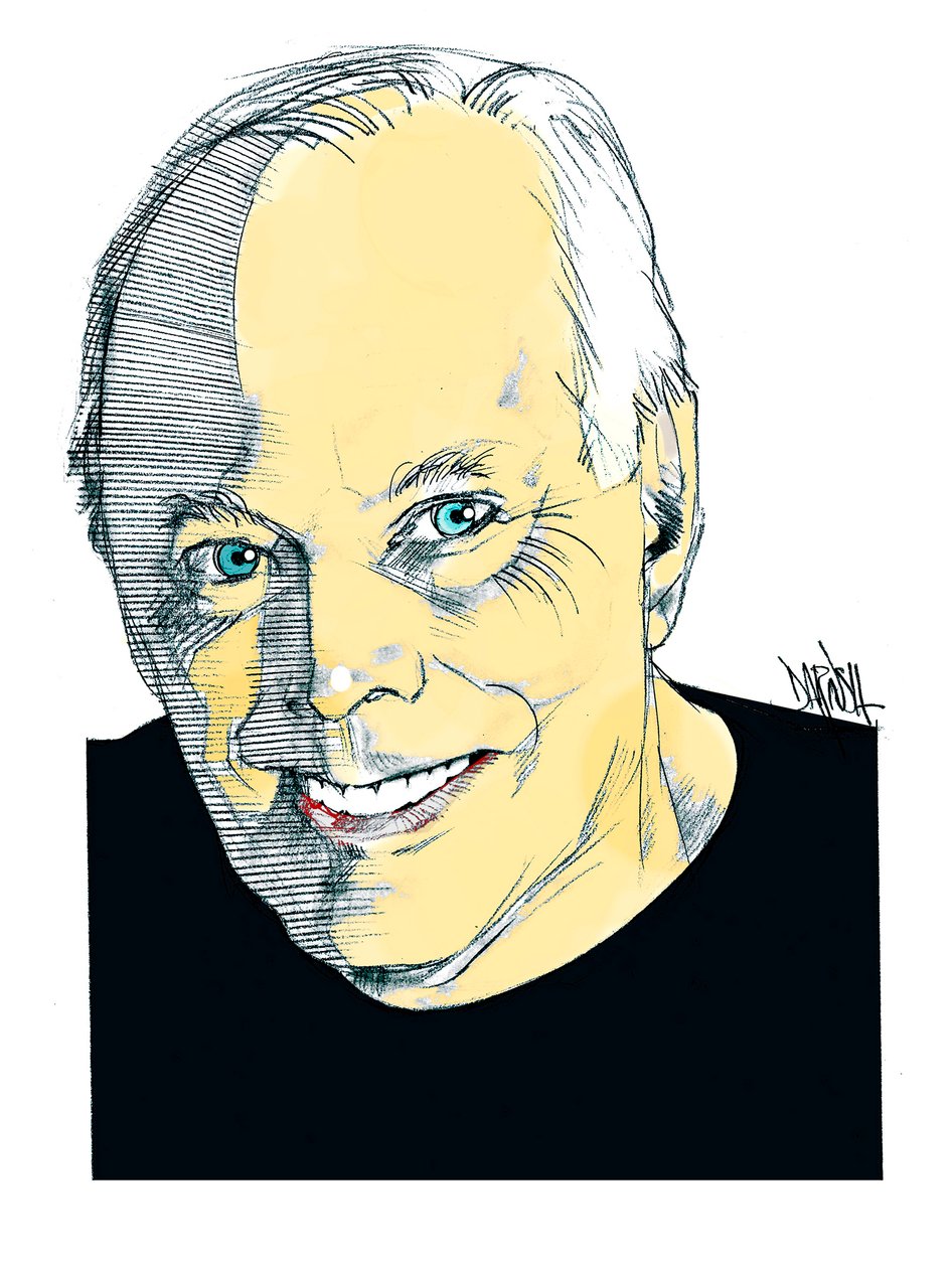 Giorgio Armani, 2023 (disegno digitale a matita colorata) da Dariush Radpour