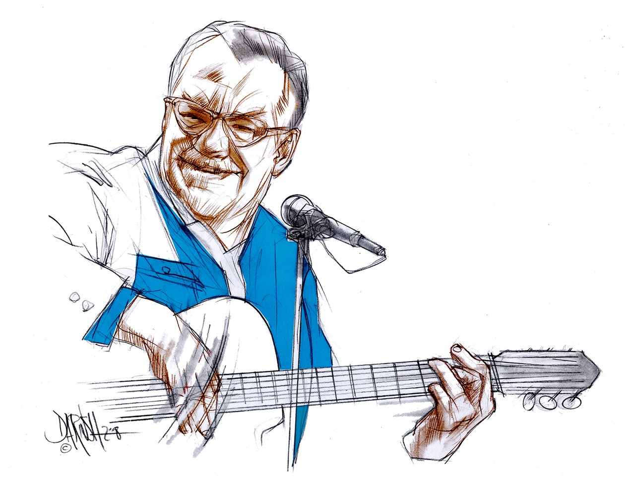 Giorgio Conte, 2008 (disegno digitale a matita colorata) da Dariush Radpour