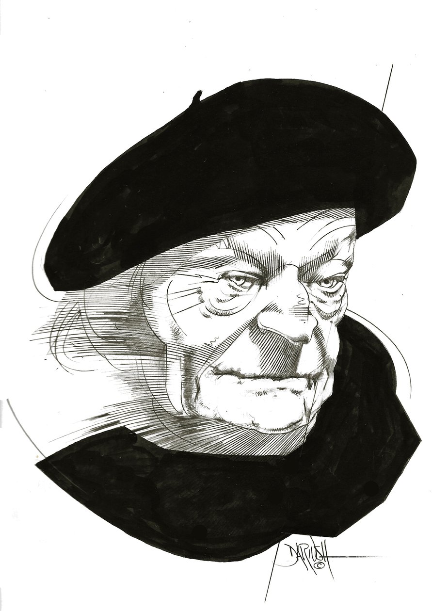 Giuseppe Ungaretti, 2024 (disegno a matita migliorato digitalmente) da Dariush Radpour