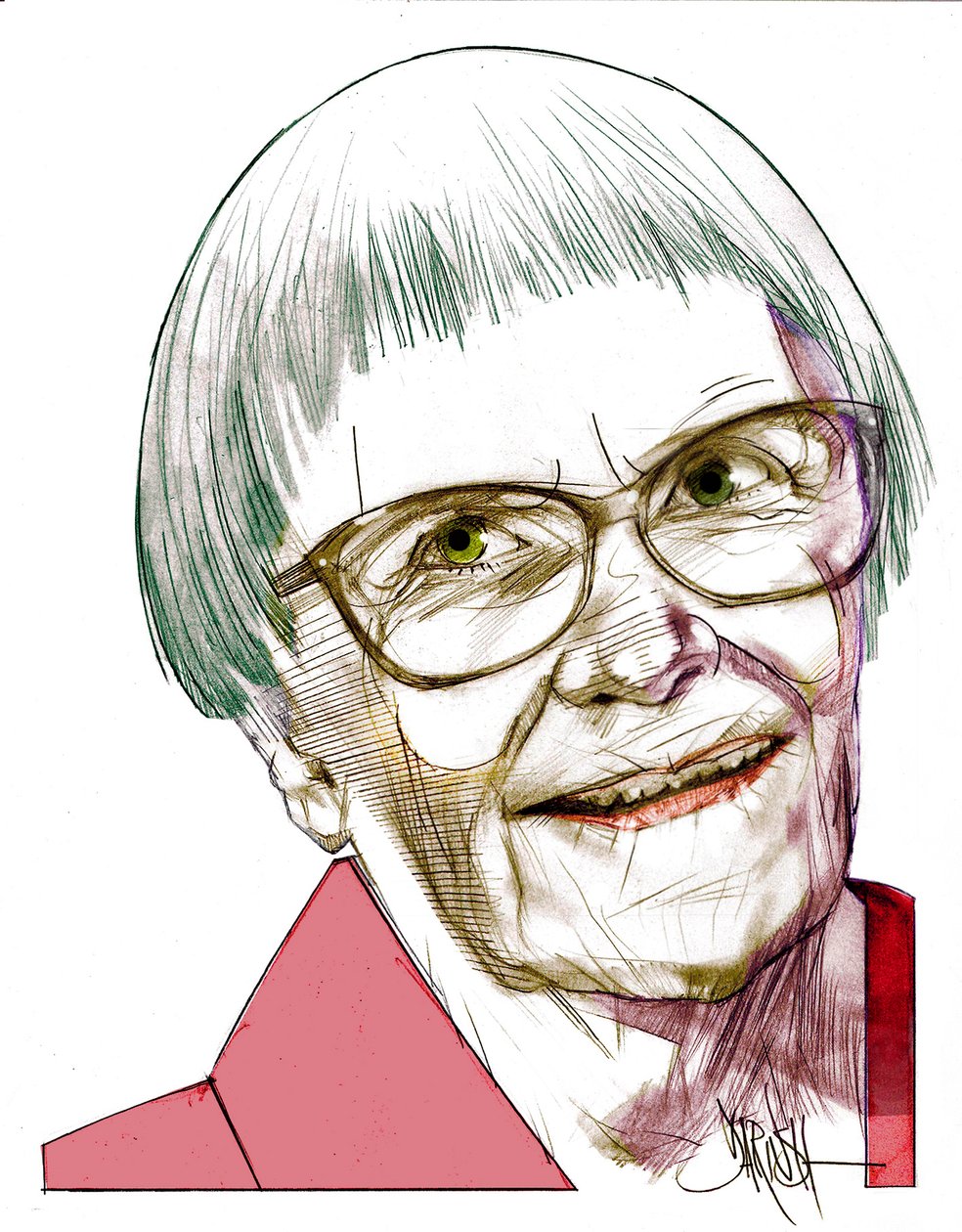Harper Lee, 2022 (disegno digitale a matita colorata) da Dariush Radpour