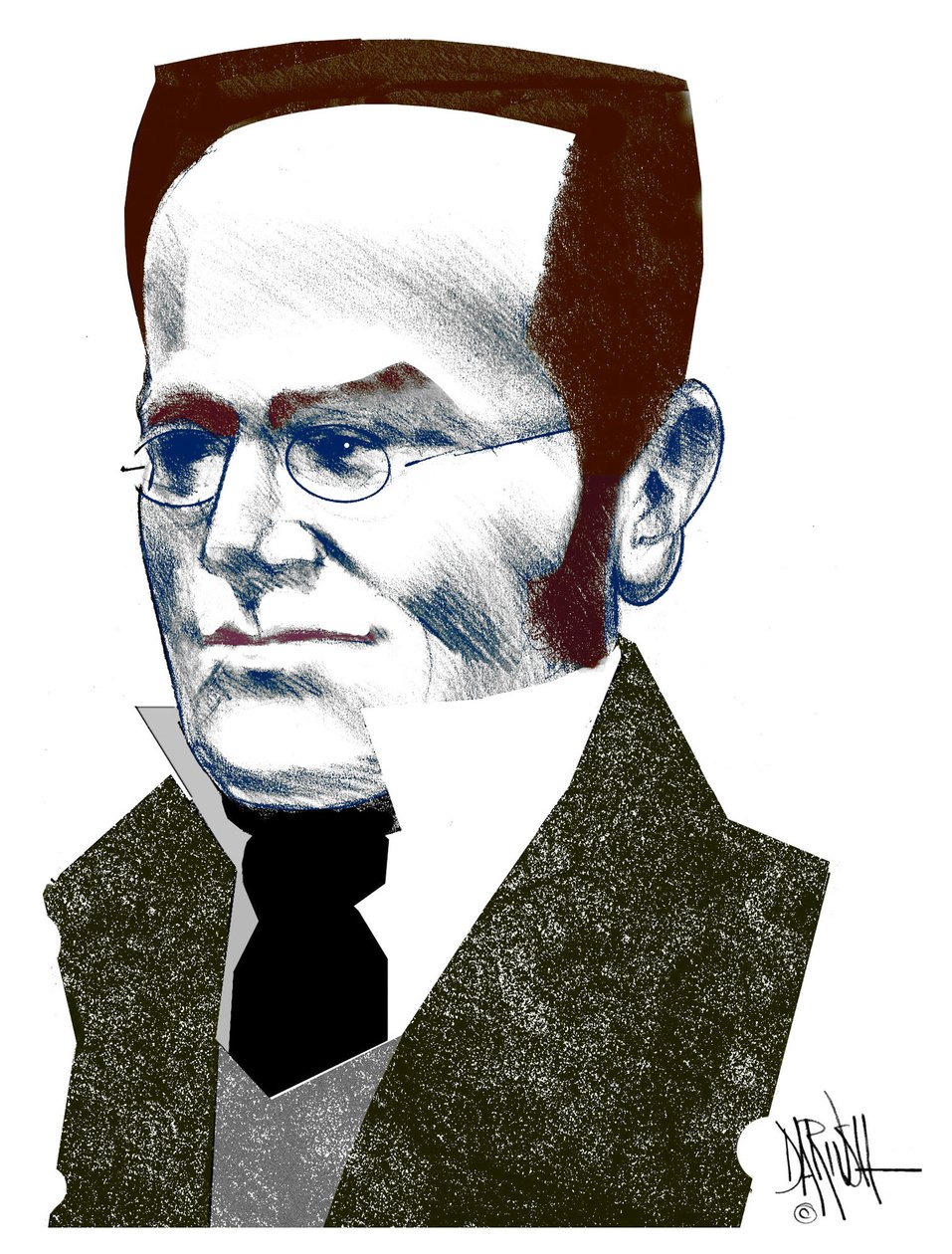 Max Stirner , 2016 (disegno digitale a matita colorata) da Dariush Radpour