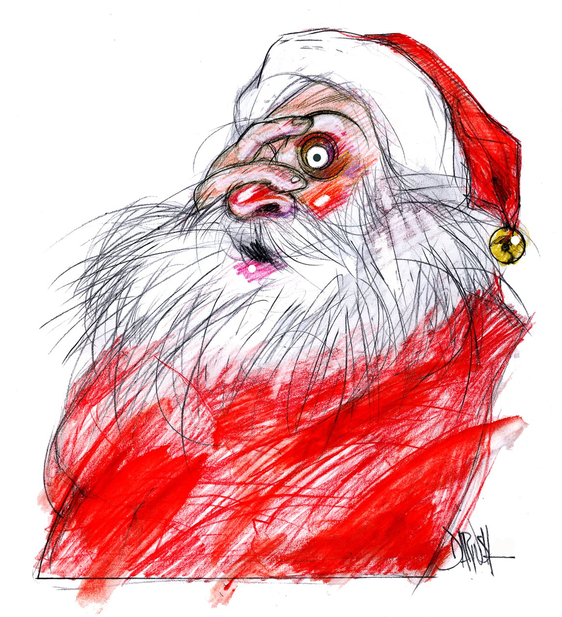 Babbo Natale, 2008 (disegno digitale a matita colorata) da Dariush Radpour