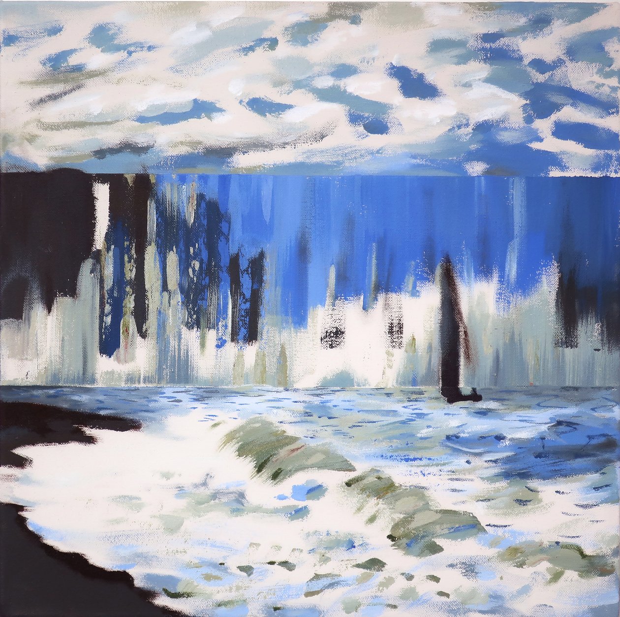 Il mare a Sainte Adresse dopo Monet, 2019 (acrilico su tela) da Darren Coffield