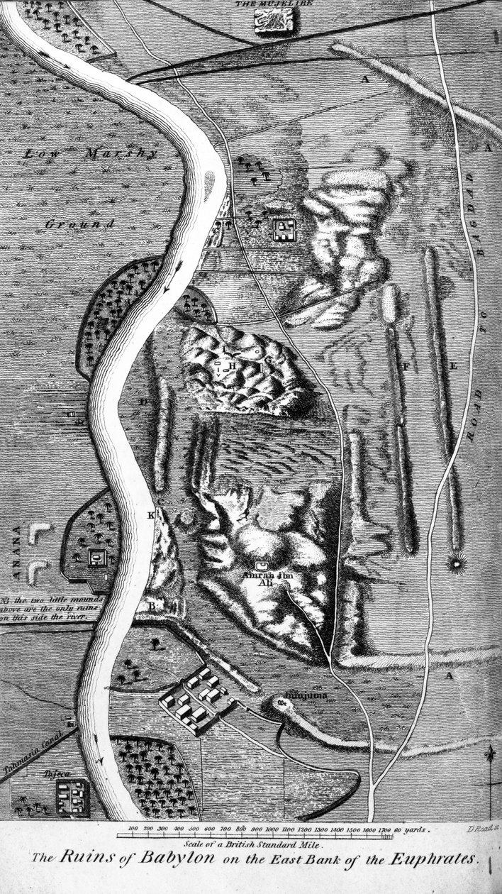 Le rovine di Babilonia sulla riva orientale dell