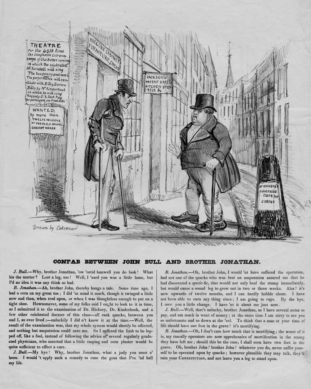 Conversazione tra John Bull e Brother Jonathan, c.1836 da David Claypoole Johnston