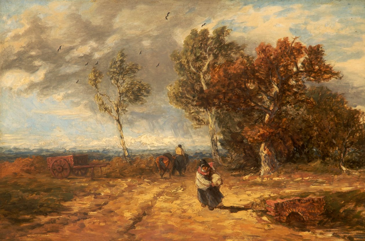 Una strada vicino a un comune: giorno ventoso da David Cox