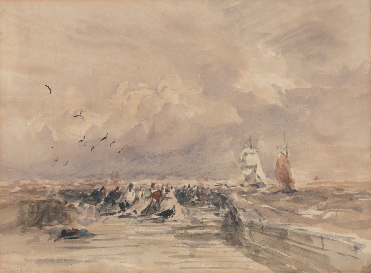 Molo di Dieppe, vento forte da David Cox