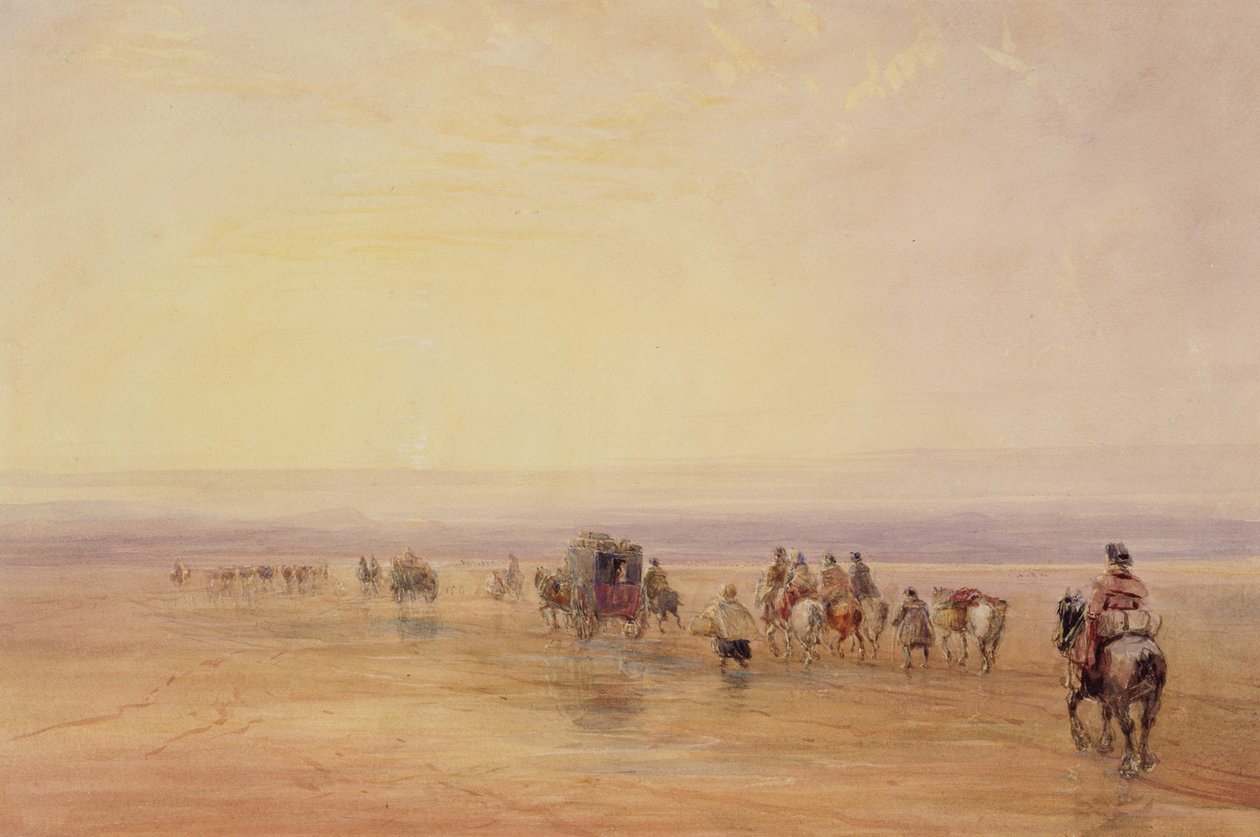Sulle sabbie di Lancaster, tramonto (Attraversando le sabbie di Lancaster) c.1835 da David Cox