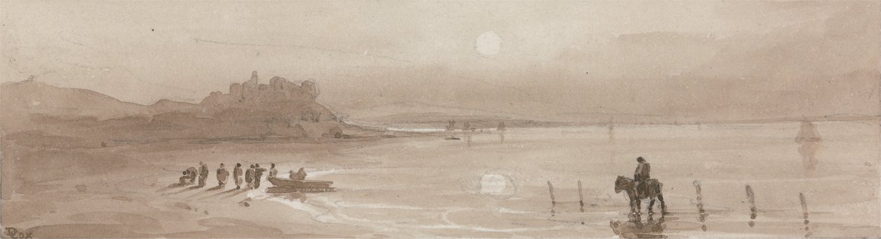Costa, tramonto con il castello di Harlech da David Cox