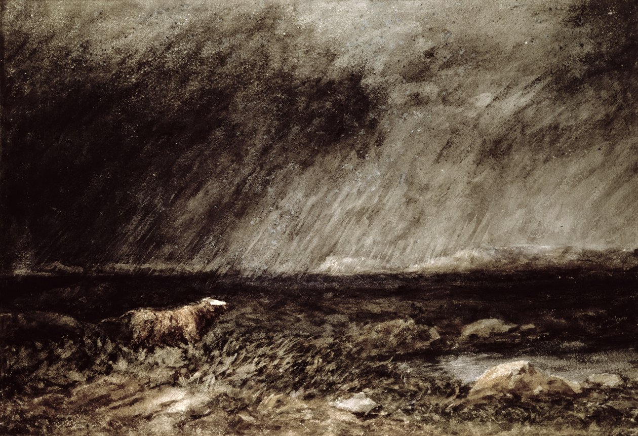 La sfida sulle brughiere, vicino a Bettws-y-Coed, Galles del Nord, 1853 da David Cox