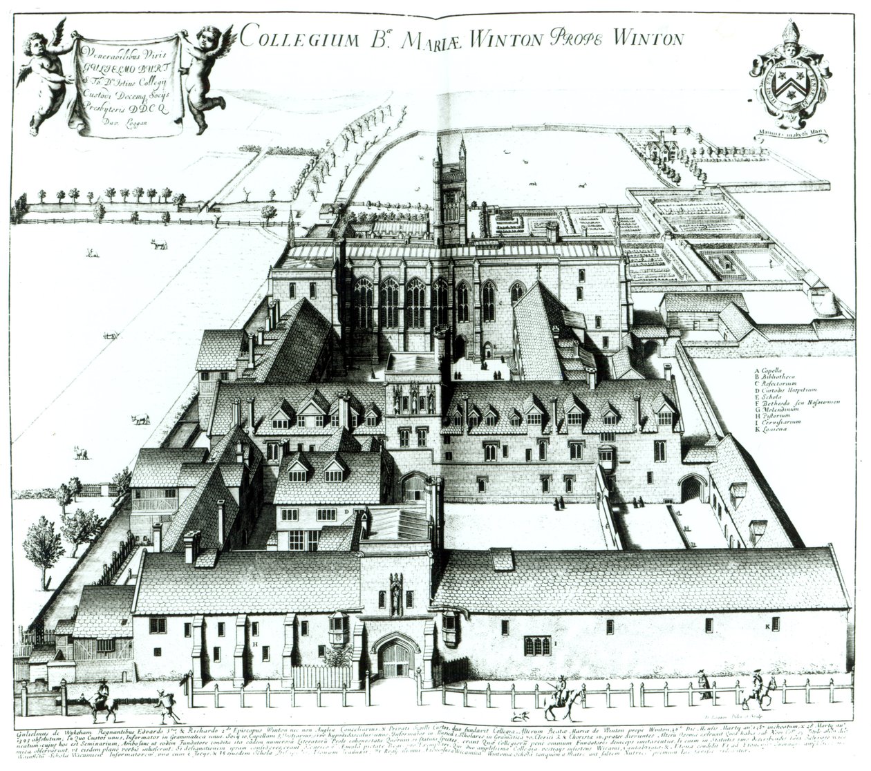 Winchester College, da una collezione di illustrazioni topografiche 