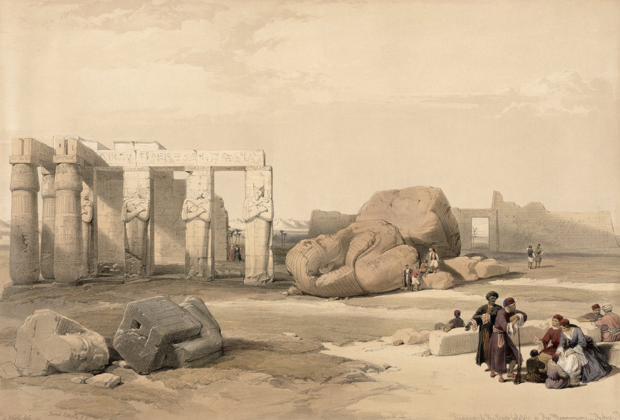 Frammenti del Grande Colosso al Memnonium, Tebe, da Egitto e Nubia, Vol.1 da David Roberts