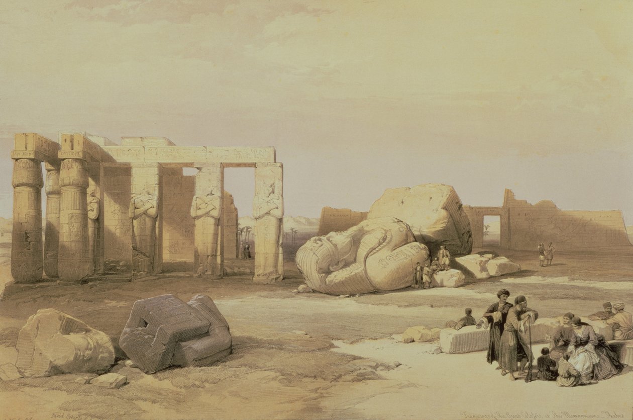 Frammenti del Grande Colosso, al Memnonium, Tebe, 1937 a.C. da David Roberts